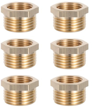 KOMBIUDA 6pcs Brass Garden Hose to Pipe Connector Adapter 1/2'' to 3/8'' for Gardening Watering Systems - RV Water Supply Lines and Hose Attachment