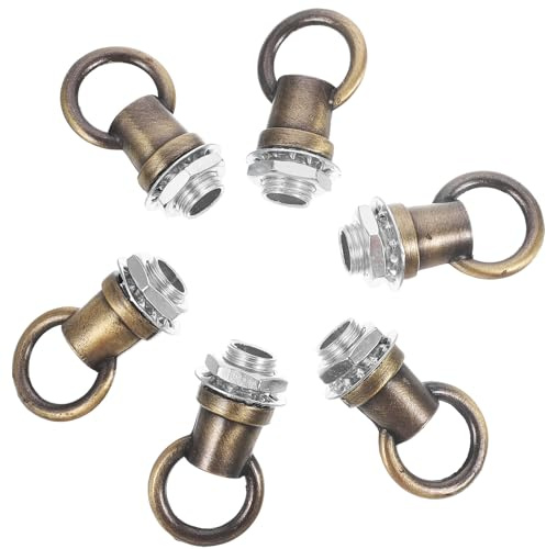Didiseaon Gancho para Colgar Lámparas M10 Roscado Cerrado, 6 Piezas Color Bronce Antiguo Tuerca, Gancho de Techo para Luces, Pernos de Ojo para Accesorios de Iluminación Diy, Soporte