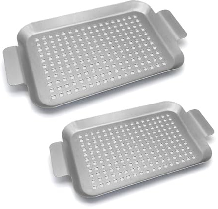 2Pcs Outdoor Padella Griglie Toppers Pan Forno Teglia Vassoio Piatto di Metallo Accessori Grigliatura Forno Durevole Teglia Da Forno Vassoio Biscotto