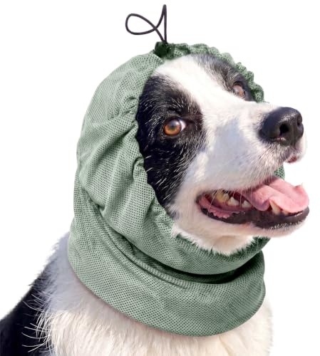 Cocker Spaniel Grass Seed Ear Protector, Grass Seed Snood, Heat Relief Dog Hoodie Collar Cooling & Quick Dry Fabric for Outdoor Walking Hiking Hot Weather, Summer Snood For Cocker Spaniels(Grey, M)