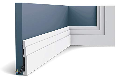 Orac Plinthe SX180 200 cm x 12 cm x 1,6 cm Polystyrène extrudé (HDPS) angulaire avec passage de câble prétraité