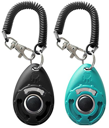 Pet Training Clicker with Wrist Strap - Dog Training Clickers (New Black + Blue)