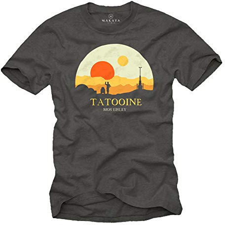 MAKAYA Herr T-Shirt Med Tryck Kortärmad Rundhalsad Motiv Mos Eisley Tatooine Death Mörkgrå Storlek XXXL