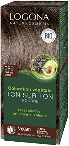 LOGONA Naturkosmetik Natural Cosmetics Poudre colorante végétale 080 brun naturel, huile d'avocat, 100g