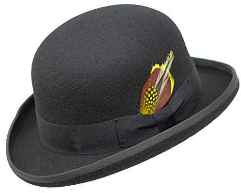 Borges & Scott Orwell Premium - Chapeau Melon - 100% Feutre de Laine - Noir 60cm