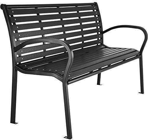 tectake® 3-Sitzer Gartenbank, Premium Garten Möbel Bank, Sitzbank wetterfest, bis 200 kg belastbar, 126 x 62 x 81,5 cm, Wintergarten Möbel, als Balkonbank, Holzbank Garten, Gartenmöbel Bänke