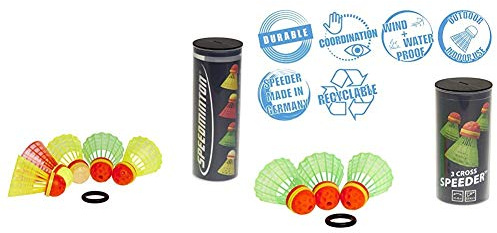 Speedminton Mix Speeder - 5er Pack Speed Badminton/Crossminton Bälle gemischt inkl. Windring & Cross Speeder – 3er Pack Speed Badminton/Crossminton Outdoor Ball inkl. Windring