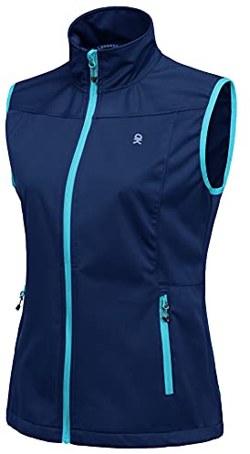 Little Donkey Andy Women's Lightweight Softshell Vest Windproof Sleeveless Jacket for Running Hiking Travel Blue XL