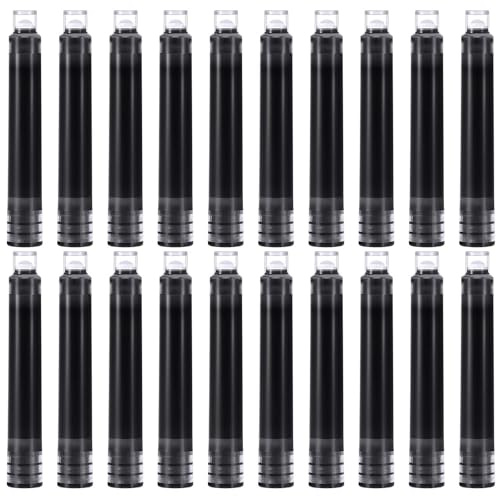 Outus 120 Pcs Fountain Pen Ink Cartridges Black Fountain Pen Ink Refills 3.4 mm Bore Diameter Dries Quickly International Standard 2.3x0.24 Inch Disposable