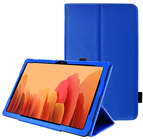 TECHGEAR Leder hülle Kompatibel mit Samsung Galaxy Tab A7 10.4 2020 (SM-T500 / SM-T505) - Premium PU-Leder Schlank Folio Schutzhülle mit Ständer und Handschlaufe, Samsung Tab A7 hülle [Blau]