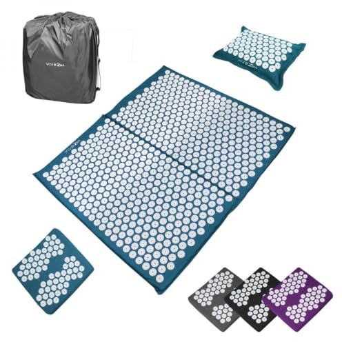 Vivezen Akupressur-Set, Teppich, Kissen und Fußstütze mit Tragetasche – 4 Farben