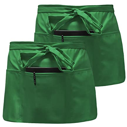 Catime 2 Schürzen für Damen Herren - Halbe Taillenschürze mit 3 Taschen, Wasserdicht und Staubdicht - für Küche, Handwerk, Kellner, Bäcker, Koch