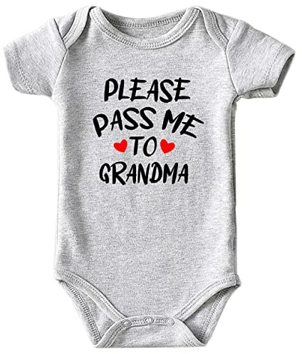 Azzwnee Please Pass Me To My Grandma Baby Boy Clothes Unisex Funny Baby Bodysuits 0-3 months (gray,12-18M)