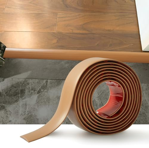 2M Flacher Bodenübergangsleiste Selbstklebender Übergangprofil Türschwellen-Übergangsvinyl Laminat-Bodenbelagsleisten Bodentrennstreifen Fußböden Abdeckleisten, 4cm Hellbraun