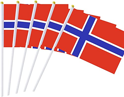 Norwegeische Flagge, 25 Stück, kleine norwegische Flagge, für Laufstege, patriotische Veranstaltungen, 14 x 21 cm