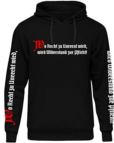UGLYSHIRT Wo Recht zu Unrecht Wird Herren Kapuzenpullover | Revolution Wiederstand Pullover Patrioten Hoodie Aufstand | M3