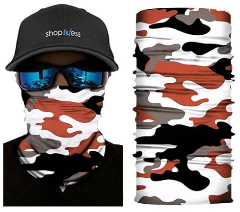 ShopINess Multifunktionstuch Bandana Multifunktionstuch Unisex für Motorrad Sport und Outdoor Camo Style, orange, 48 x 25 cm