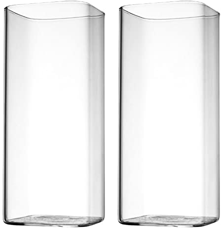 Housoutil Highball Douragan 2 Pièces Tasses En Verre Carrées Tasses À De Style Verres À Cocktail Verres À Whisky Verres À Pour La Bière Jus De 400 Gobelets En Verre Lunettes