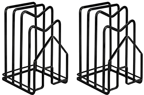 LINFIDITE 2 Pack Schneidebrett Rack Schneidebrett Organiser Ständer Halter Topfpfannendeckel Halter Schwarz