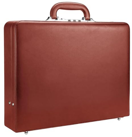 HAESTUS Briefcases for Men, Professional Leather Briefcase with Lock, Hard Shell Business Brief Case, Attache Case for 15.6 Laptop, Mens Hard Briefcase for Work Office Travel, Brown | Center Lock