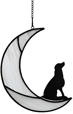BOXCASA Dog Stained Glass Window Hangings,Stained Glass Suncatcher for Window Pet Memorial Gift, for Dog Lovers,Loss of Sympathy Gift for Pet Loss Gifts