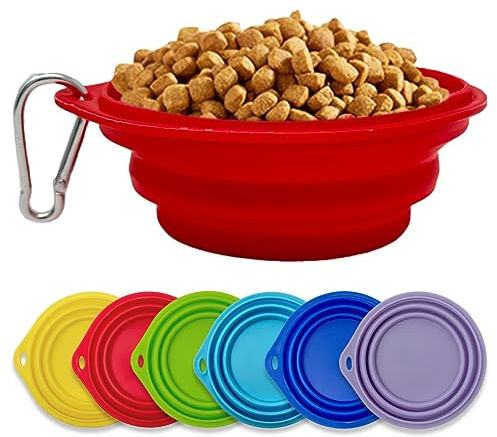 Silikon Hundenapf inkl. Karabinerhaken ideal für unterwegs 250ml für Hunde und Katzen Futternapf Trinknapf Wassernapf Reisenapf (Rot)
