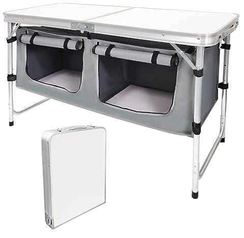 LoKori Tragbarer Campingtisch, Aluminium-Klapptisch, Faltbare Strandtische für Den Außenbereich, Picknicktisch für Den Innen- und Außenbereich, Party, Reisen, Hochzeit, Grill, Catering,B