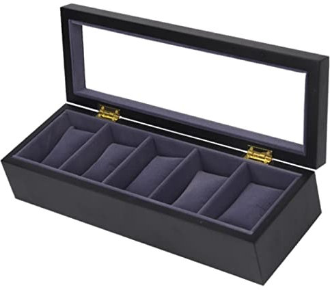 Uhrenkoffer Uhrenrolle Uhrenbox Uhrenschatulle Uhren-Display-Aufbewahrungs-Organizer, 5 Fächer, Holz-Uhrenbox, Transparente Oberseite, Schmuckkollektion, Display-Aufbewahrungshalter Uhrenetui Uhren Au