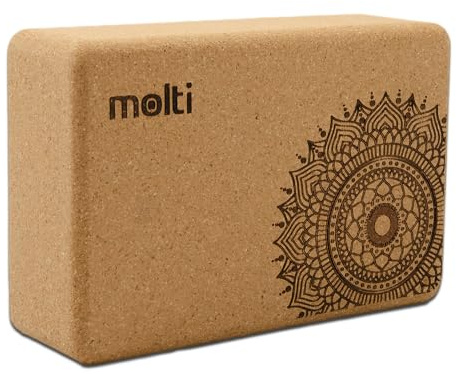 Molti Yoga Block Yogaklotz aus Naturkork und Schaumstoff 23x15x7,5cm Blöcke für Yoga-Asanas Stretching Meditiation Pilates Fitness Spagat (Kork)