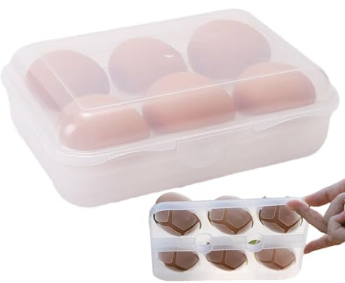 Vesone Eierbox, Eierbehälter für 6 Eier, Kunststoff Eierdose Eieraufbewahrungsbox Eier Transportbox mit stoßfestem Schutz, Tragbarer Eierablage mit Deckel für Outdoor-Camping, Picknick, Reisen