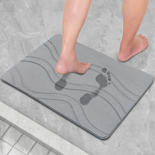 CARBURADOR Alfombra de baño efecto piedra Alfombra de tierra diatomea, secado rápido, resistente a la humedad, 60 x 39 cm