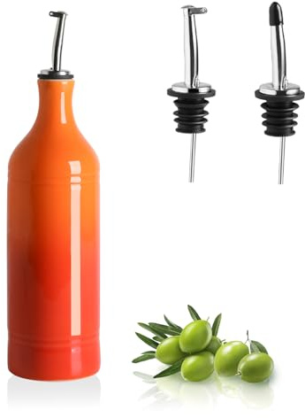 Sweejar Large Ceramic Olive Oil Dispenser Bottle, Opaque Oil Cruet Protects to Reduce Oxidation, Suitable for Storage Vinegar, Soy Sauce & Other Liquids, Pack of 1, 24 Fl Oz(Gradient Orange)