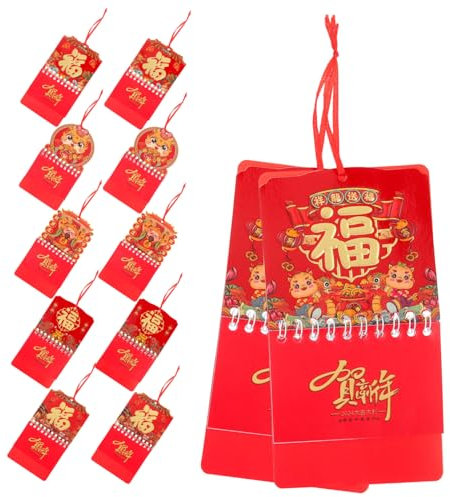 Operitacx 12pièces Calendrier Mural Chinois Style Traditionnel Calendrier à Suspendre Avec Motifs De Dragon De Pour An Décoration Intérieure