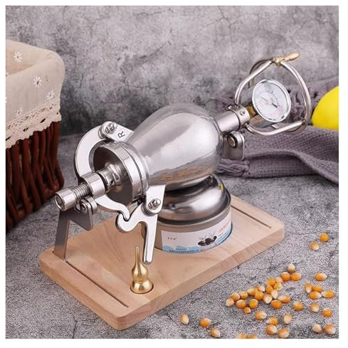 YTBHSHXZ Máquina for hacer palomitas de maíz de acero inoxidable antigua con manivela Manual, aumento lento de calentamiento, for uso doméstico Cañón de palomitas de maíz de mano chino