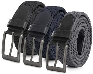 Redbridge Elastischer Flechtgürtel 3er Set mit Metallschließe – Flexibler Stoffgürtel im 3er-Set