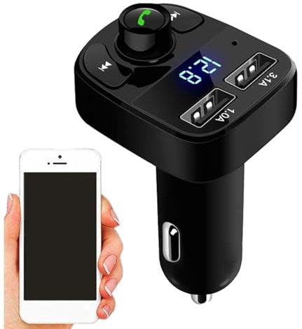 Transmisor de Radio FM inalámbrico, transmisor FM Adaptador de Radio inalámbrico | Adaptador de Radio de Llamadas portátiles con Pantalla LED para RVs, SUV y Camiones