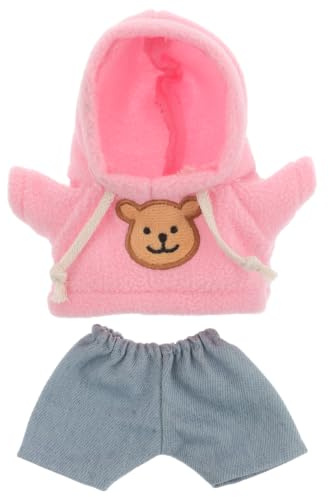 TOYANDONA Mini-Bär Puppenkleidung Set Mit Doll Hoodie Und Jeans Weicher Plüschpuppe Bekleidung Für Kreatives DIY Anziehsachen Für Kleine Puppen 14X12.5Cm Austauschbar Handgefertigt