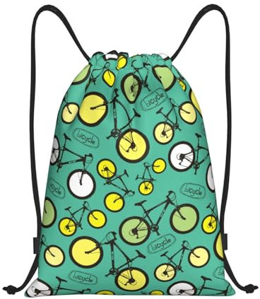Rucksack Mit Kordelzug Fahrrad Muster Grün Schuhbeutel Kinder Gymnastikbeutel Mädchen Turnbeutel Für Damen & Herren, Für Reisen, Yoga, Schwimmen, 36x42cm