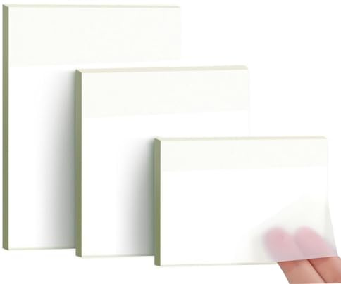 CATOR 350 Blätter Transparente Haftnotizen, Transparent, transparente haftnotizen, Wasserfest Clear Sticky Notes, Wiederbeschreibbar Durchsichtige für Schulsachen, Schule, Büro, Hause（3 Größen）