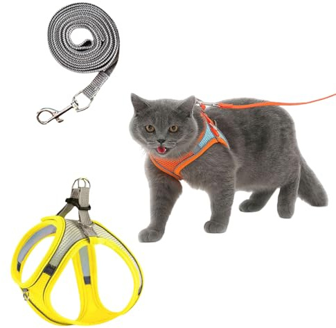 Serenosole CatVenture | Bequemes Anti-Ausbruch-Geschirr für Katzen verstellbares Step-in Hundegeschirr mit reflektierenden Bändern und passender Leine, No-Pull Design, kleine Hunde und Katzen