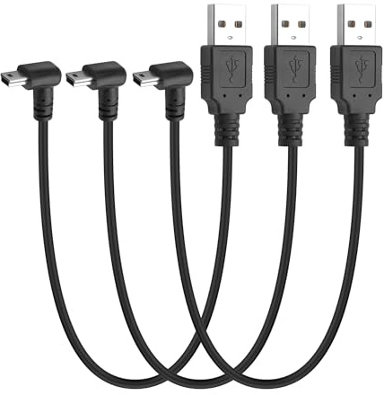 YACSEJAO 30CM 90 Degree Mini USB Short Cable,3Pcs Right Angle USB A 2.0 to Mini B Data Sync Charging Cable for Dash Cam Driving Recorder,MP3 Players,Camera (Up Angle)