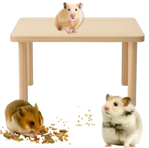 BbiuRer Hamster Zubehör, Hamster Plattform aus Holz, 25x14 cm für Hamsterkäfig, Kletter- und Balancierspielzeug für Kleintiere wie Chinchillas und Meerschweinchen
