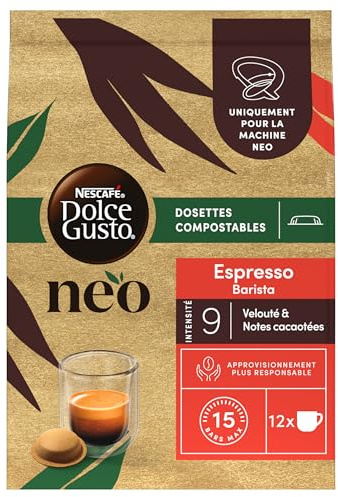 Dolce Gusto NEO Espresso Barista - 72 dosettes de café compostables à base de papier (6 boîtes de 12 dosettes)