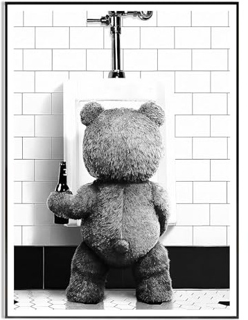 Gxdamxz Badezimmer Bilder, Poster Toilette, Bad Deko Schwarz Weiß Tierbild Ungerahmt, 30x40cm