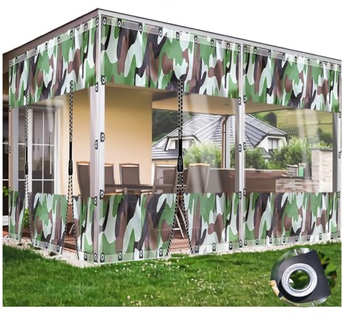 DGSFES Custom Size Clear Tarpaulin with Zipper & Reinforced Eyelets - Heavy Duty PVC Waterproof Sheet for Outdoor Rain Covers, Pergola, Balcony, Greenhouse, Storage