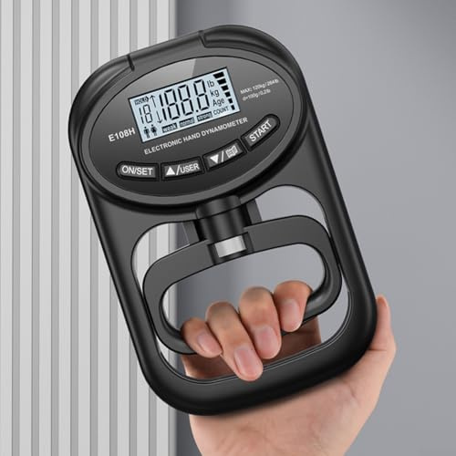 Jotekonoby Dinamometro elettronico digitale ricaricabile, tester di forza per fitness e allenamento della forza, alimentato tramite USB, capacità 120 kg (nero)