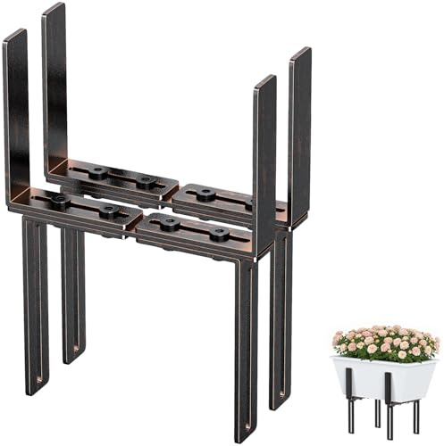 2er H-Form Blumenkastenhalterung,Halterung Blumenkasten Balkon ohne Bohren Passend für Blumenkasten von 15–23 cm und Balkongeländer von 1,5–32 cm,Balkonkasten Halterung für Balkongeländer,Antikbronze