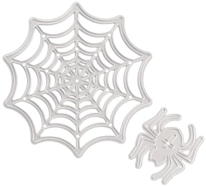 ULTECHNOVO Selbstgemacht Metall Stanzform Spinnennetz Halloween Kohlenstoffstahl Stanzschablone für Scrapbooking Prägen Basteln Silberfarben Selbstgemacht Bastelwerkzeug