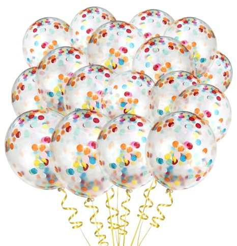 NISENTIA 30 Stück Luftballons Bunte Konfetti, 12 Zoll Latex Bunte Konfetti Ballons Luftballons Helium Kindergeburtstag Paillettenballons für Geburtstagsfeiern Hochzeiten Jubiläen Babyparty und Feiern