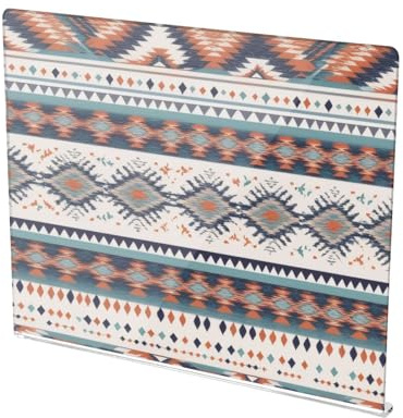 YANENDIE Acrylic Cutting Board with Counter Lip 16.5 x 13.4, Aztec Pattern Clear Cutting Board for Kitchen, Non Slip, Countertop Protector for Home Restaurant Sink Stove